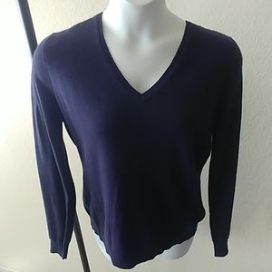 NWT Lord & Taylor Navy V neck Cashmere Sweater XL